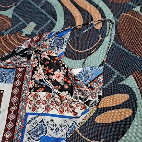 🌈 ITALIAN PATCHWORK SLIP DRESS-L - Picture 3 of 6